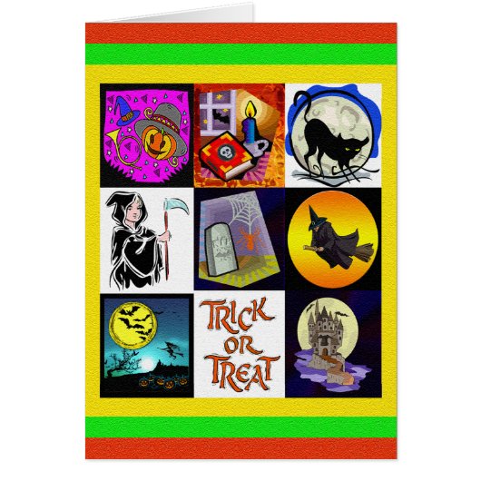 Halloween Cartoon Montage Cards (Front)