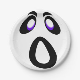 Halloween Cartoon Screaming Ghost Face Paper Plates