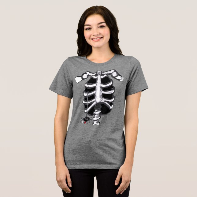 Halloween Cartoon Skeleton Bella Canvas T-shirt Tri-Blend Shirt (Front Full)