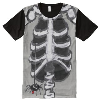 Halloween Cartoon Skeleton Panel T-shirt