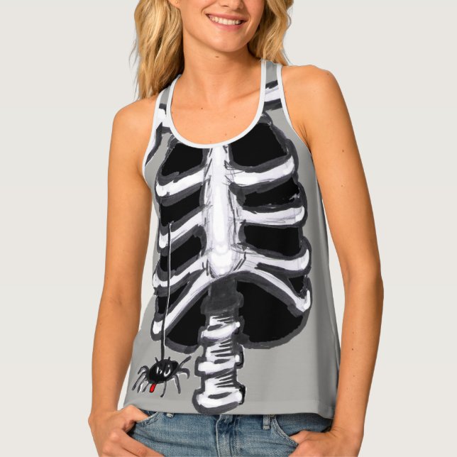 Halloween Cartoon Skeleton Womens Tank Top (Front)