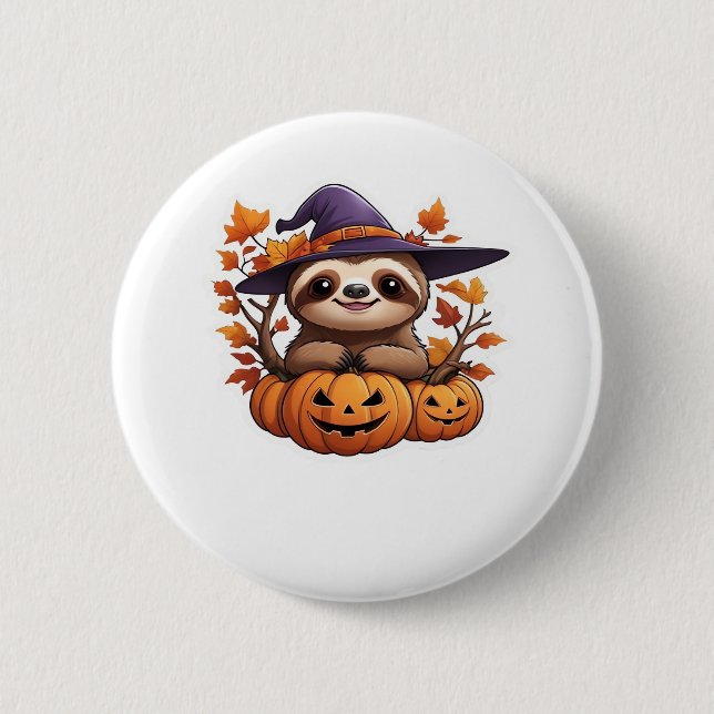 Halloween Cartoon Sloth Classic T-Shirt Button (Front)