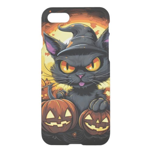 Halloween Cartoon Spooky Witch Cat iPhone SE87 Case
