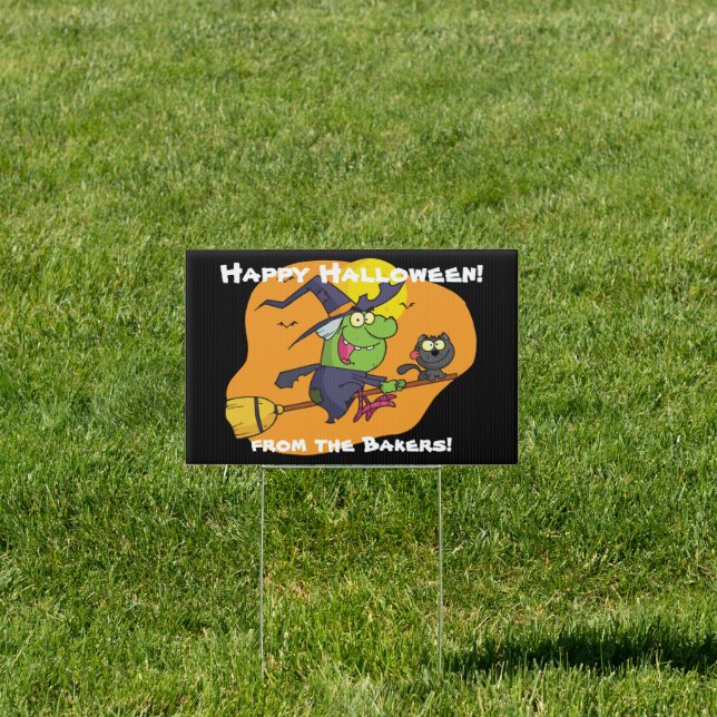 Halloween Cartoon Witch Family Yard Sign (Insitu)