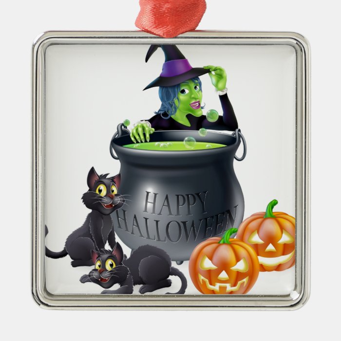 Halloween Cartoon Witch Scene Christmas Ornaments