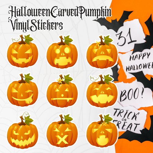 Halloween Carved Pumpkin Vinyl  Sticker 