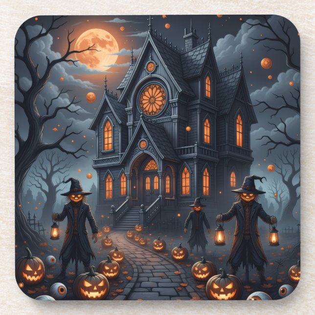 Halloween castillo embrujado beverage coaster (Front)