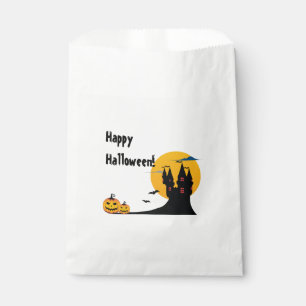 Halloween - Castle, Full Moon, Bats, and Pumpkins Favor Bag