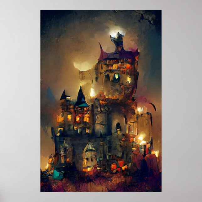 Halloween Castle, Ghost Castle, Japanese Art Poste Poster (Front)