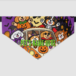 Halloween Castle Witch Vampire Dogs Custom Pet Bandana Collar