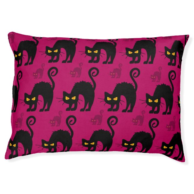 Halloween Cat: Abstract Seamless Pattern Pet Bed (Front)