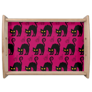 Halloween Cat: Abstract Seamless Pattern Serving Tray