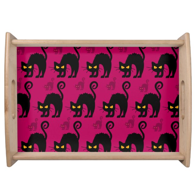 Halloween Cat: Abstract Seamless Pattern Serving Tray (Front)