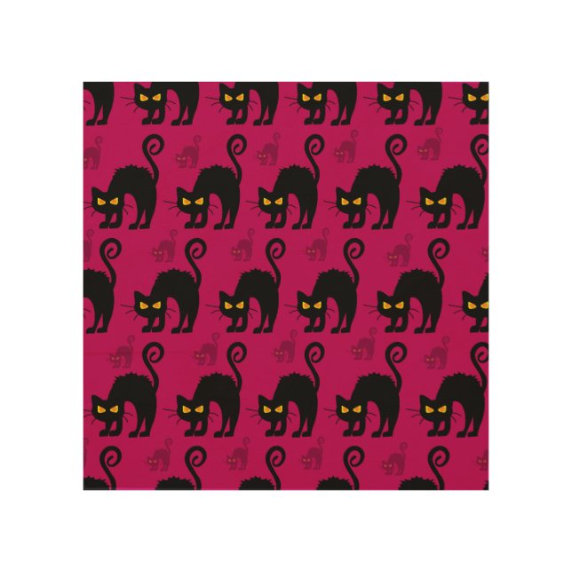 Halloween Cat: Abstract Seamless Pattern Wood Wall Art (Front)
