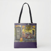 Spooky Vibes Ghost Canvas Tote Bag - Large Reusable Grocery Shopping Bag, Aesthetic Halloween Gift