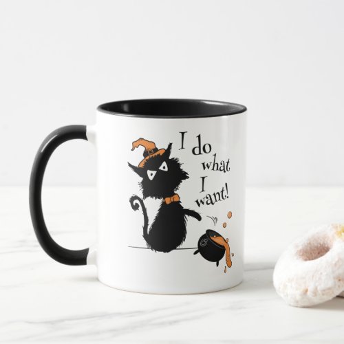 Halloween Cat And Cauldron _ I Do What I Want Mug