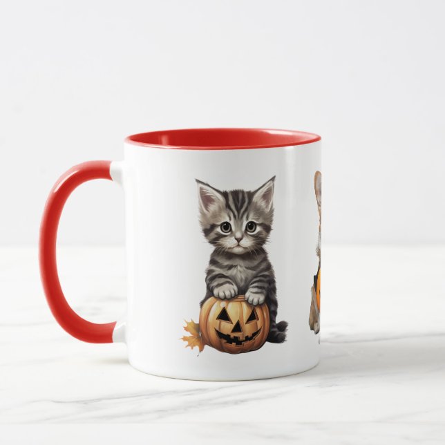 Halloween Cat and Dog" Cute Autumn Mug (Left)