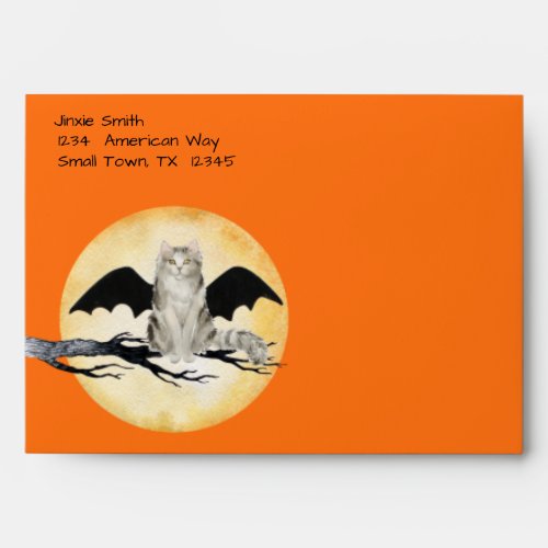 Halloween Cat and Full Moon Personalized Envelope