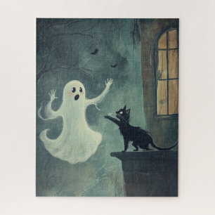 Halloween Cat and Ghost Jigsaw Puzzle