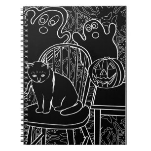 Halloween Cat and Ghosts Notebook