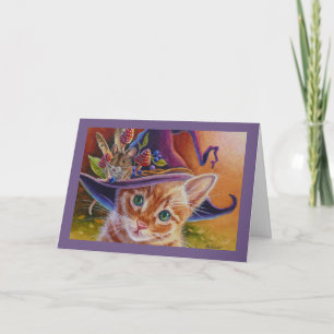 Halloween Cat and Mouse No. 1 Watercolor Art Card