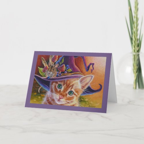 Halloween Cat and Mouse No 1 Watercolor Art Card