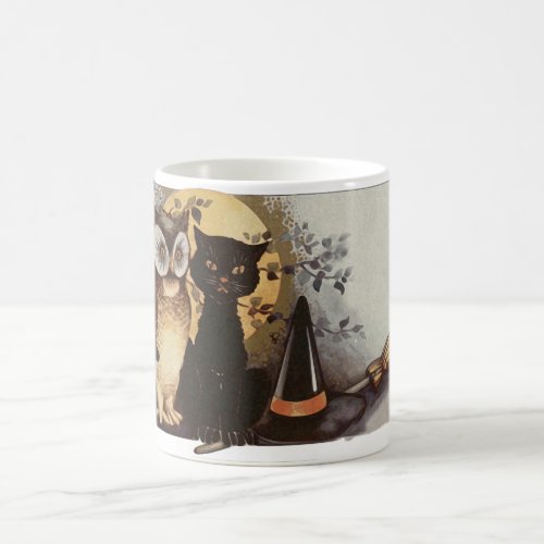 Halloween Cat and Owl Coffee Mug