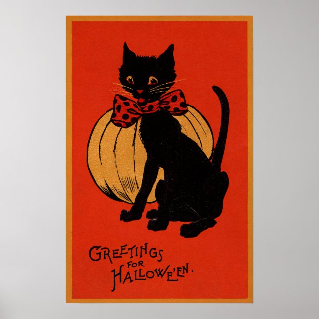 Halloween Cat and Pumpkin Poster (Front)