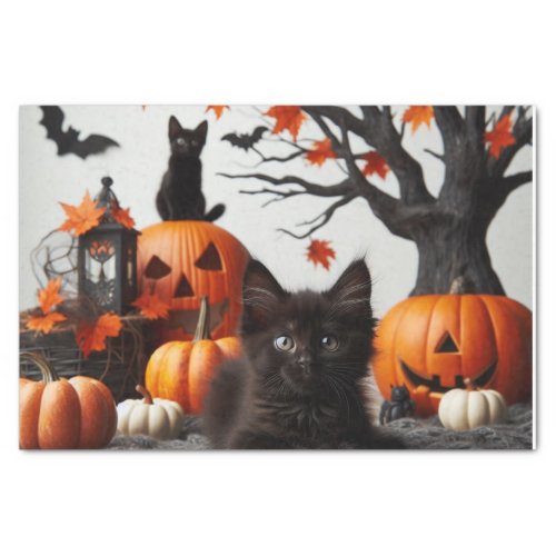 Halloween Cat and Pumpkins Decoupage  Tissue Paper