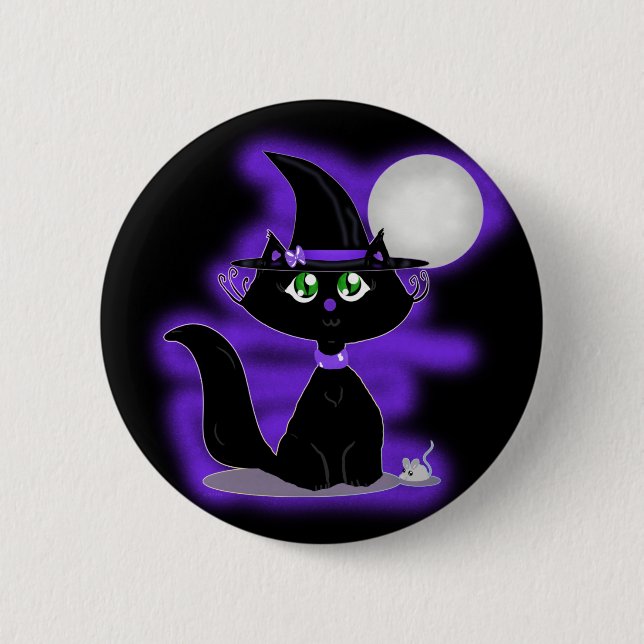 Halloween Cat and toy mouse Button (Front)