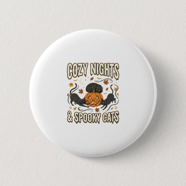 Halloween Cat Autumn Magic Button (Front)