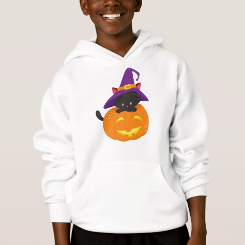 Halloween Cat Black Cat Witch Hat Pumpkin Hoodie