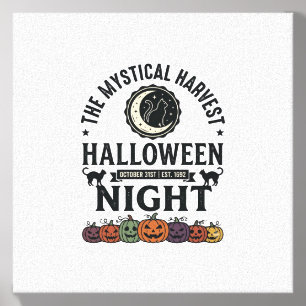 Halloween Cat Black Cats Pumpkins Vintage Funny_1 Canvas Photo Tile