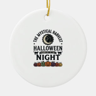 Halloween Cat Black Cats Pumpkins Vintage Funny_1 Ceramic Ornament