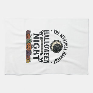 Halloween Cat Black Cats Pumpkins Vintage Funny_1 Kitchen Towel