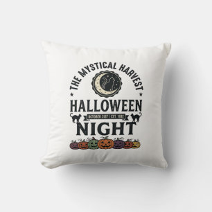 Halloween Cat Black Cats Pumpkins Vintage Funny_1 Throw Pillow