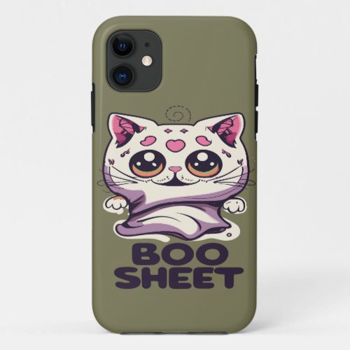 Halloween Cat Boo Sheet iPhone 11 Case