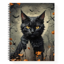 Halloween Cat Bullet Line Recipe Notebook