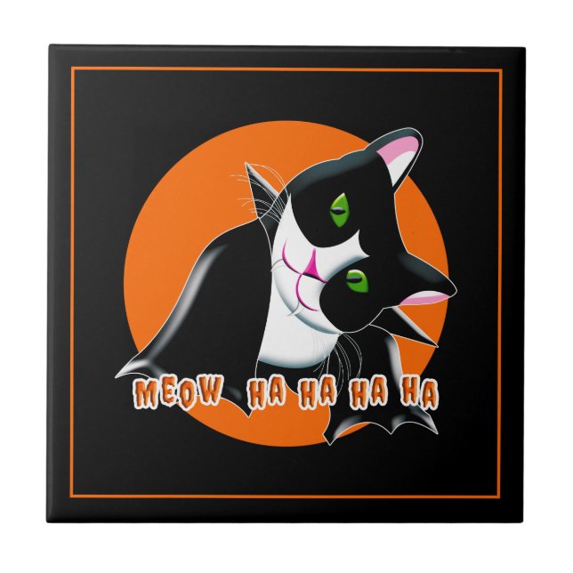 Halloween Cat Ceramic Tile (Front)