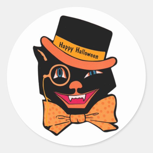 Halloween cat classic round sticker