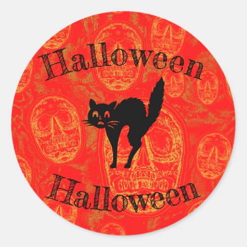 Halloween Cat _ Classic Round Sticker