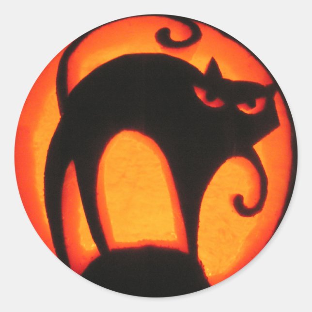 Halloween Cat Classic Round Sticker (Front)