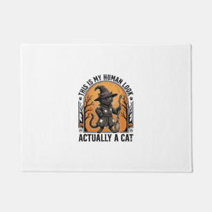 Halloween Cat Costume Funny Vintage Witch Cat Shir Doormat