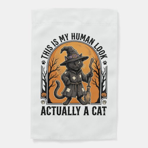 Halloween Cat Costume Funny Vintage Witch Cat Shir Garden Flag