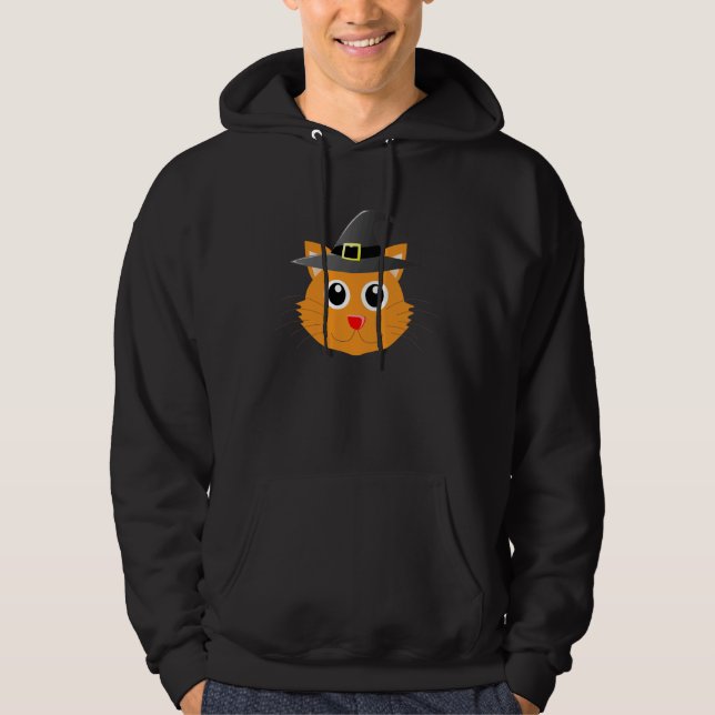 Halloween Cat Costume Halloween Cat In A Hat Costu Hoodie (Front)