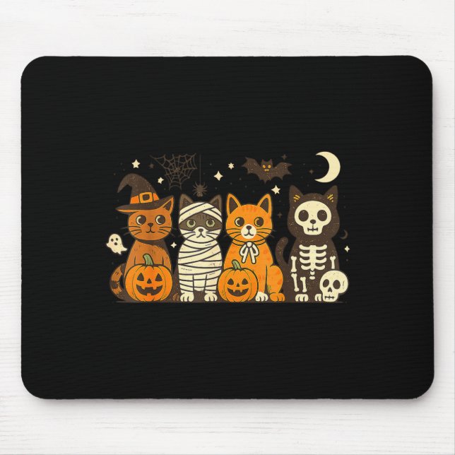 Halloween Cat Costumes Ghost Witch Mummy Men Women Mouse Pad (Front)