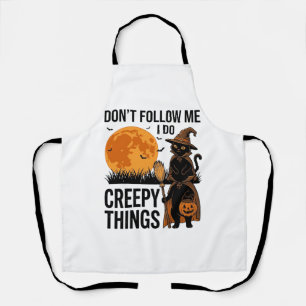 Halloween Cat Creepy Things Funny Witch_1 Apron
