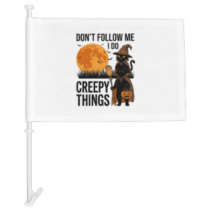 Halloween Cat Creepy Things Funny Witch_1 Car Flag