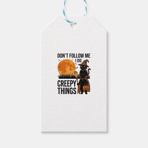 Halloween Cat Creepy Things Funny Witch_1 Gift Tags