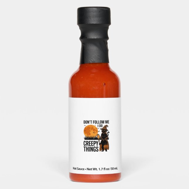 Halloween Cat Creepy Things Funny Witch_1 Hot Sauces (Front)